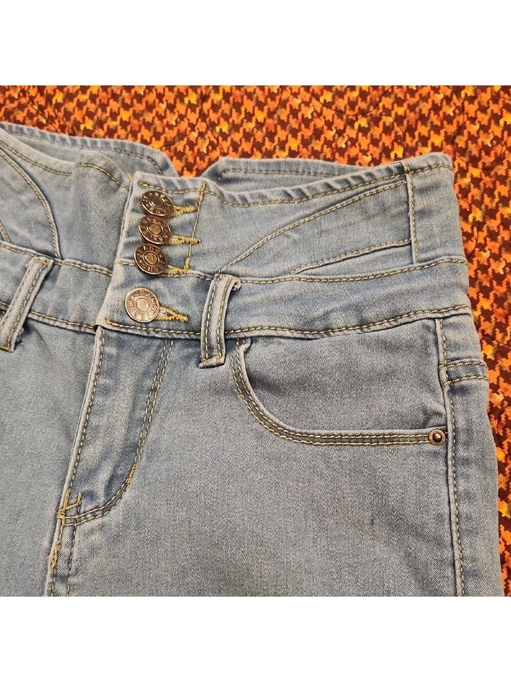 SHEIN High Waist Denim Shorts Light Blue - Picture 8 of 11